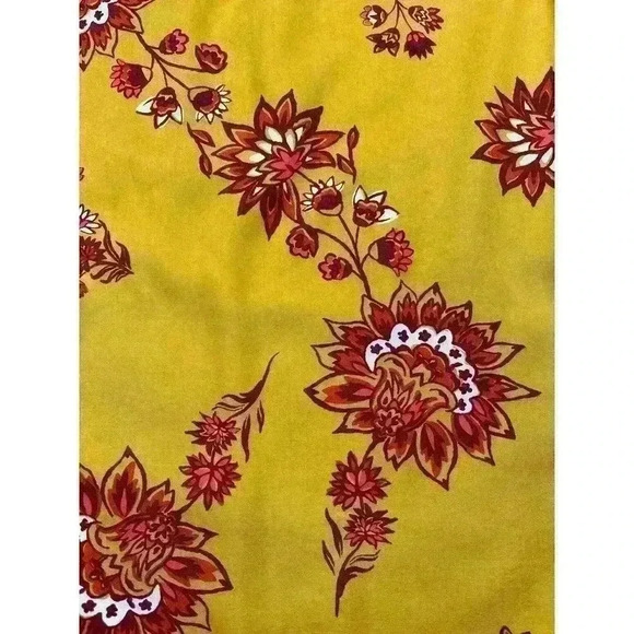 Old Navy Mustard Floral Off Shoulder Bell Sleeve Dress Size Large - Picture 6 of 6